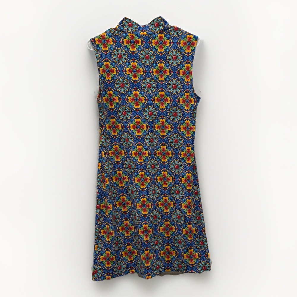 IBKUL SCARLET BLUE Sleeveless Geometric Print Mock Neck Golf Dress Sz M UPF50 - Picture 8 of 8